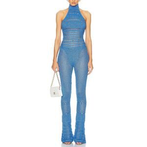 Retrofete 'Kalena' Blue Cotton Jumpsuit Size S